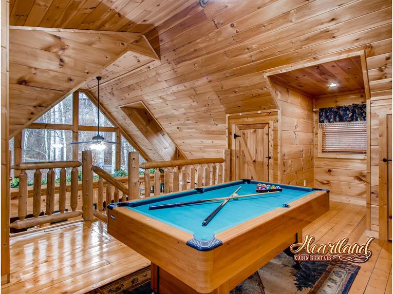 Pool table upstairs in the loft area